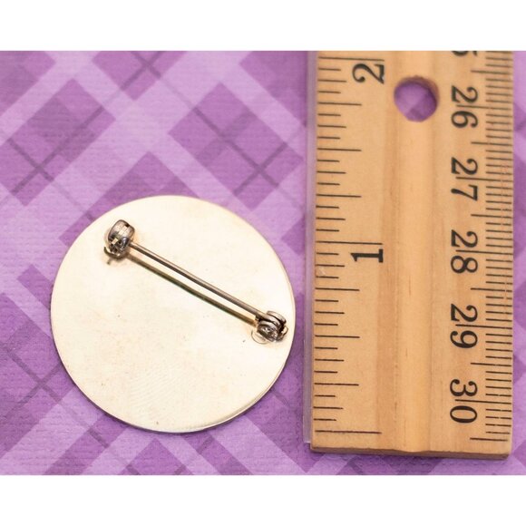 Vintage Minimalist Letter S Light Gold Tone Circular Brooch - V3 - Picture 3 of 3